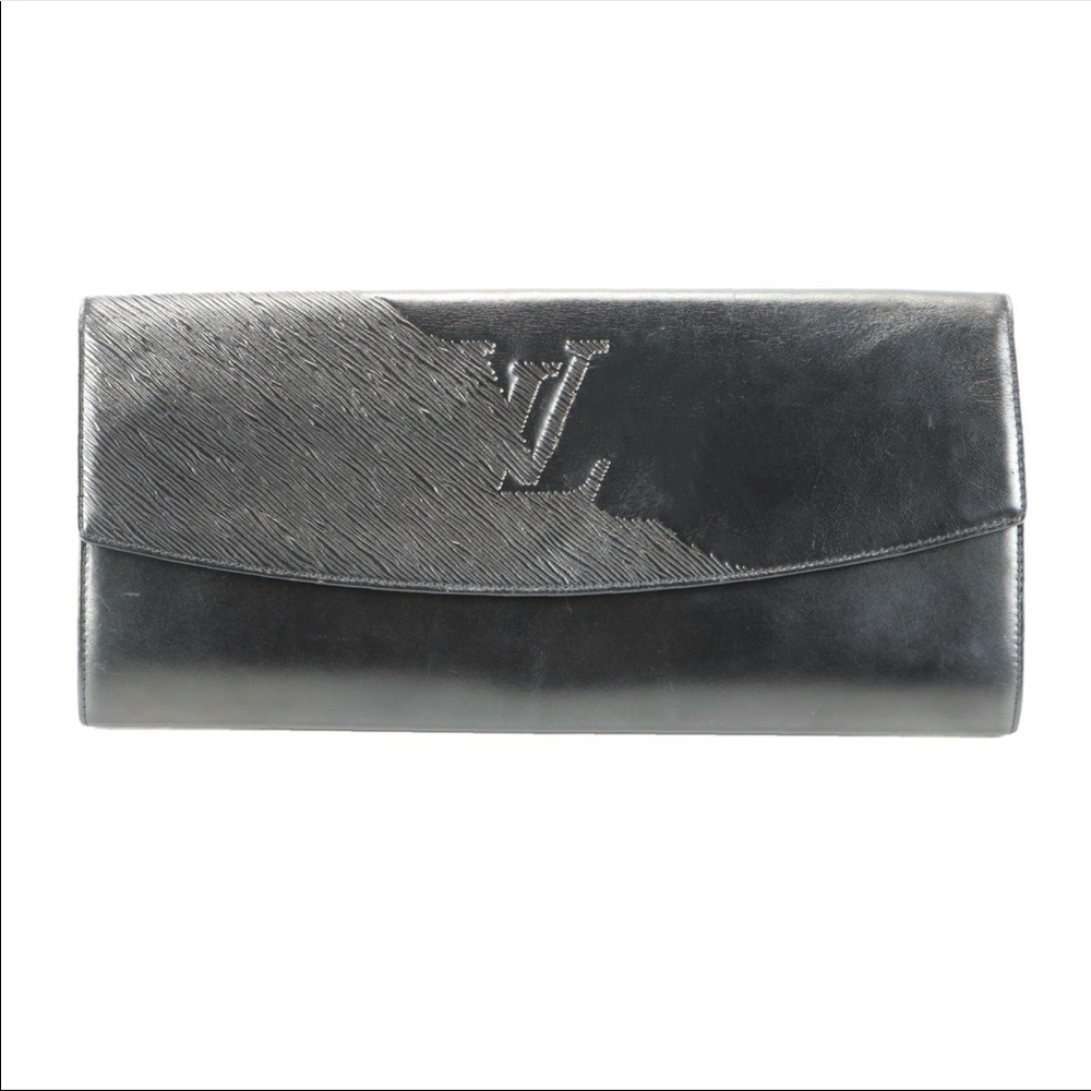 Louis Vuitton Egee Clutch in Black Opera Leather with Epi Leather Detailing